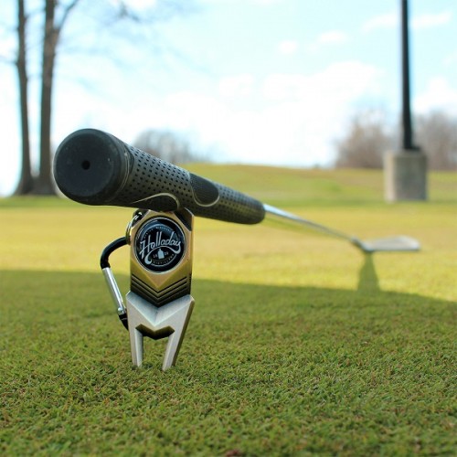 Heavy Duty Carabiner Golf Divot Tool with 2 Removable Golf Ball Markers
