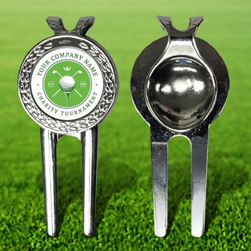 Silver Luxury Divot Tool with Belt Clip & Removable Ball Marker
