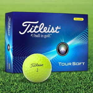 Titleist Tour Soft Yellow Custom Logo Golf Balls / Dozen Titleist Tour Soft Yellow Custom Logo Golf Balls / Dozen
