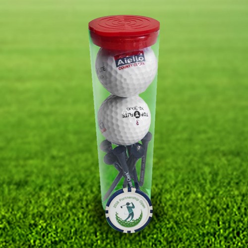 Custom Golf Ball Tube w/ Poker Chip Marker - 29PCG