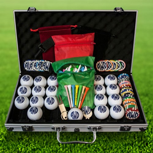 Essential Golf Gift Set Deluxe - Personalized Golf Tees, Balls and Case