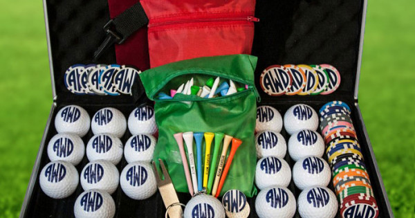 Essential Golf Gift Set Deluxe - Personalized Golf Tees, Balls and Case