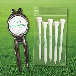 Custom Golf Tee Poly Pack with Essex Divot Tool Custom Golf Tee Poly Pack with Essex Divot Tool