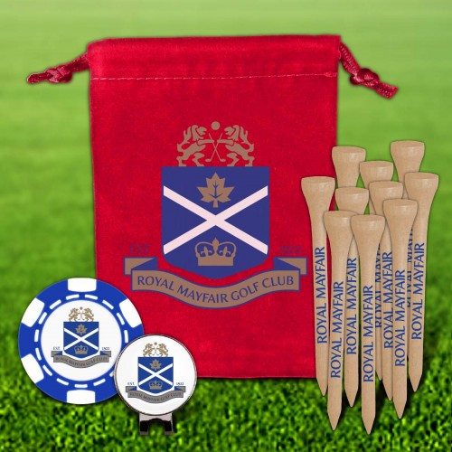 Custom Golf Tee Chip Marker Hat Clip Velveteen Pouch w/ Pouch Imprint