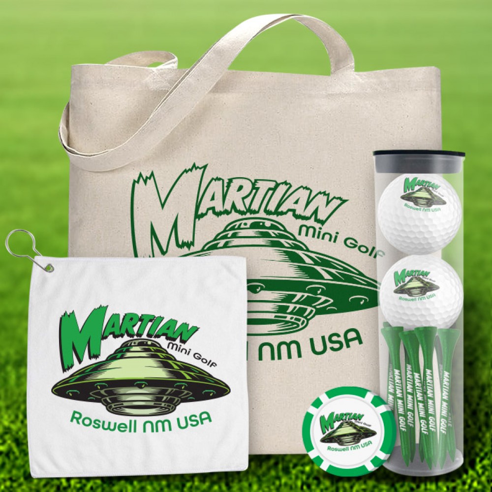 Custom golf swag bags for branded tournament registration